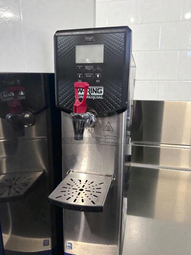 Waring Commercial WWB5G hot water boiler, 5 gal, 120V. Elite condition, fully tested, operational. Features display panel and spout.