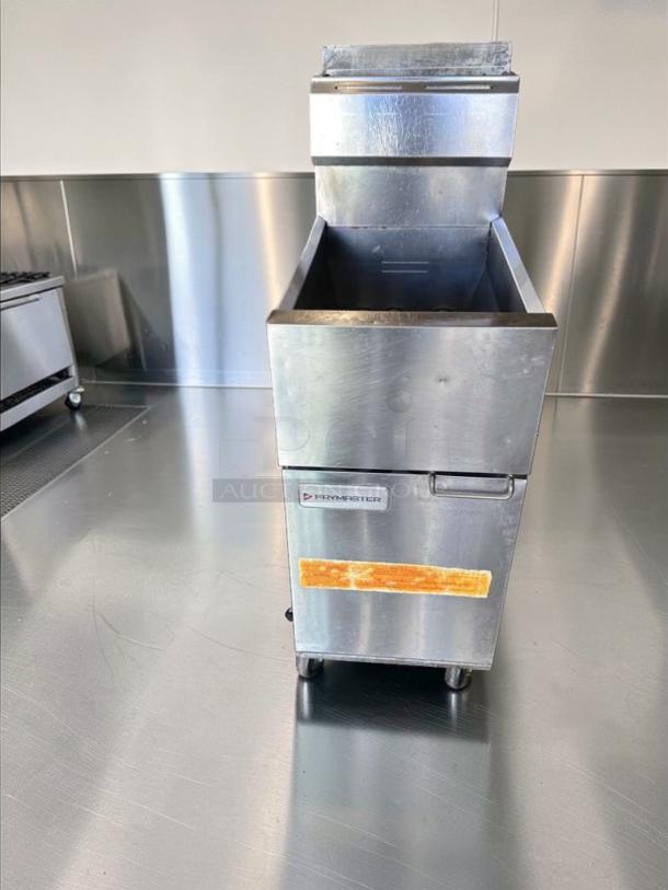 Frymaster commercial gas fryer, stainless steel, floor model, prime condition, fully tested, model FRY-L-FRY-0596.