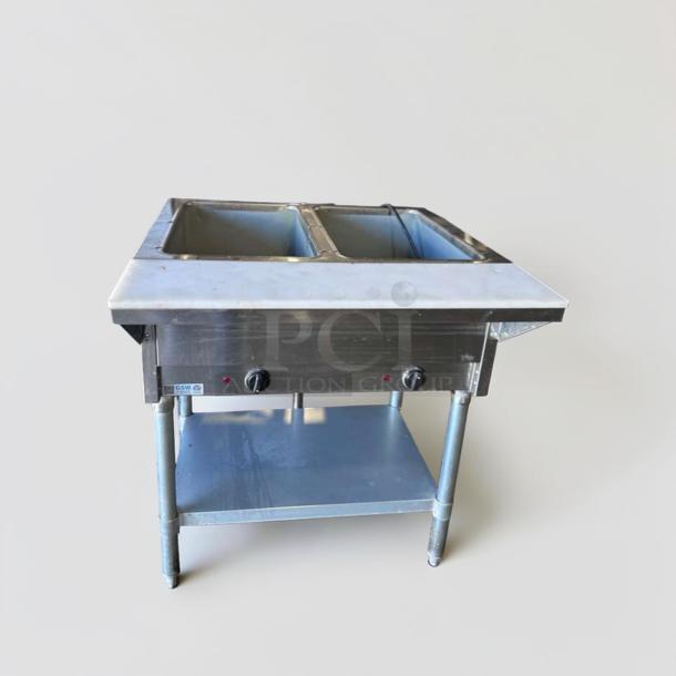 GSW ST-2WOE-12 commercial electric steam table, 2-well food warmer, ETL listed, exceptional condition, fully tested operational.