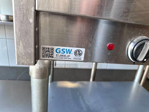 GSW ST-2WOE-12 commercial electric steam table, 2-well food warmer, ETL listed, exceptional condition with visible label.