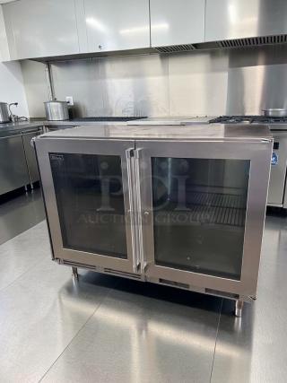 Perlick HC48RBST Commercial Back Bar Refrigerator, 48", glass doors, stainless steel, fully tested, excellent condition.