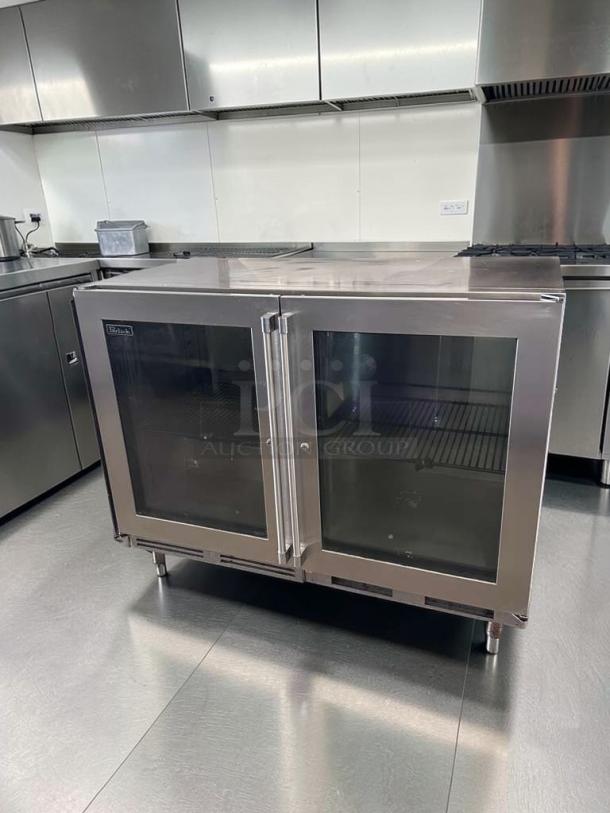 Perlick HC48RBST commercial back bar refrigerator, 48" glass doors, elite condition, UL listed, fully tested, 115V.