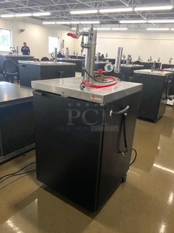 Micro Matic MDD-23 single-tap kegerator, outstanding condition, 115V, fully tested, black with stainless steel top, Made in Mexico.