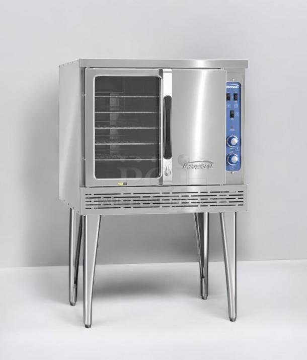 Imperial Gas Convection Oven, model PCVG-1, by Imperial Range Inc., superb condition, natural gas, 120V, fully tested, stainless steel.