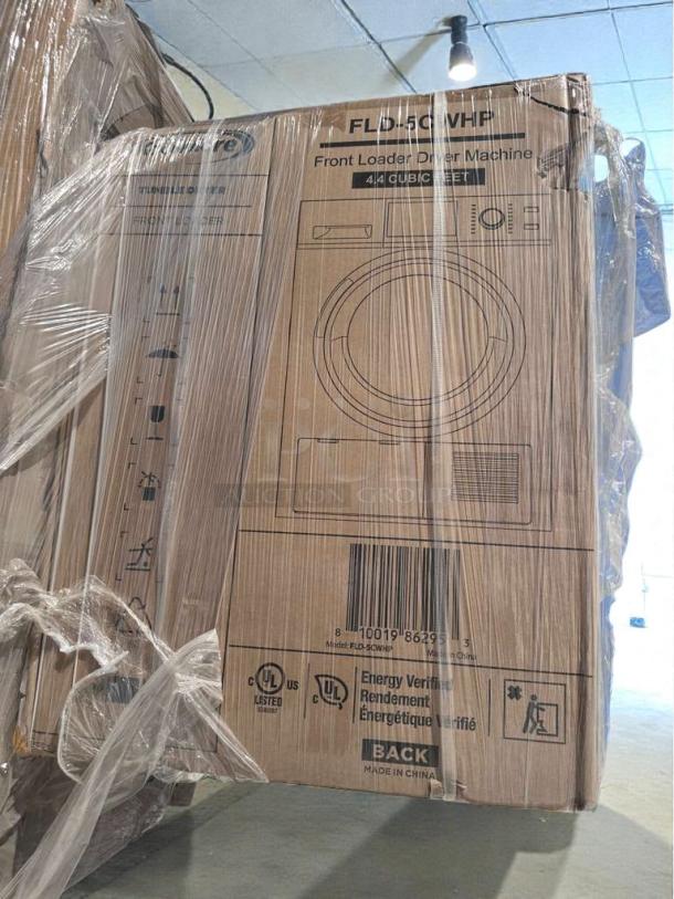 KoolMore Front Load Electric Dryer FLD-5C-WHP, brand new, 4.4 cu. ft., energy-verified, scratch & dent, in original packaging.