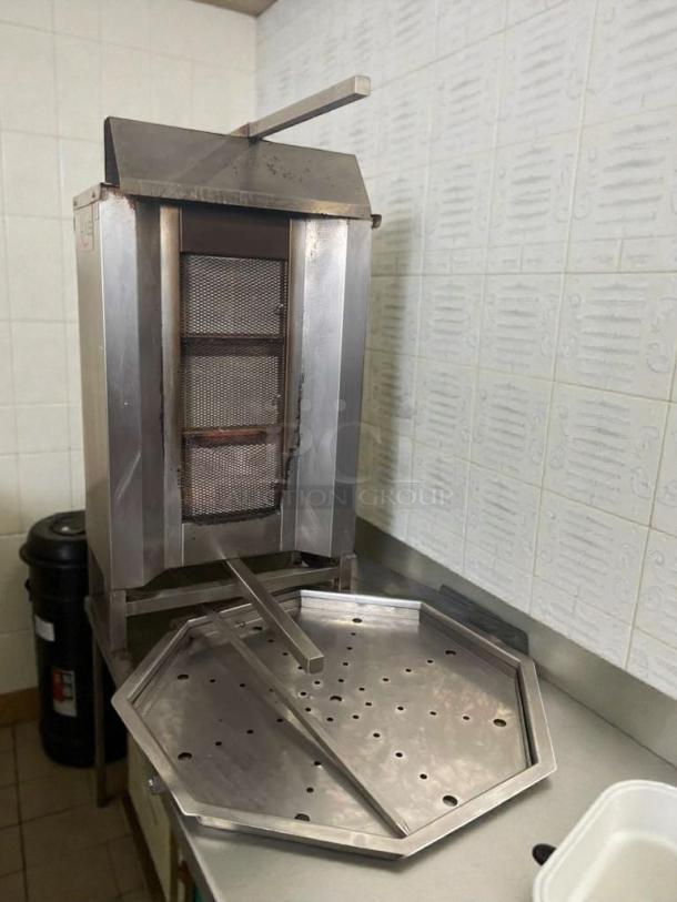 Intek USA AX-VB3 commercial gas vertical broiler, natural gas, exceptional condition, fully tested, gyro machine.