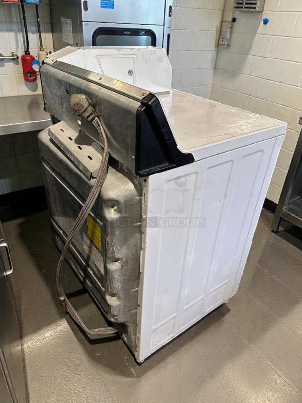 GE Commercial Coin-Operated Dryer DCCD330ED2WC, immaculate condition, fully tested, 120/208–240V, visible power cord.