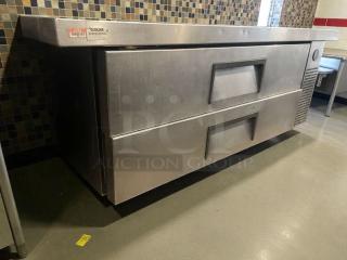 True undercounter refrigeration drawer unit, model TRCB-52-60, stainless steel, top-tier condition, 115V, Ecolab label.