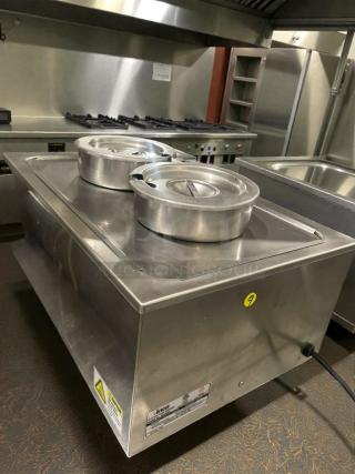 Winco FW-S500 electric food warmer, stainless steel, excellent condition, 120V/single phase, fully tested, labeled as WIN-S-WMR-0178.