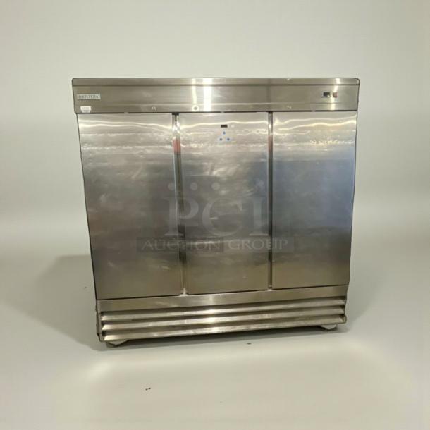 Kintera 3-Door Commercial Reach-In Refrigerator, Model KEM3F, pristine condition, 115V, single phase, fully tested.