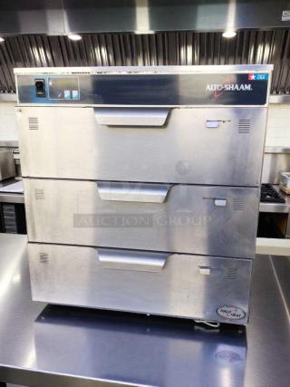 Alto-Shaam 500-3D commercial warming drawer, premium condition, Halo Heat technology, fully tested, 120V, stainless steel finish.