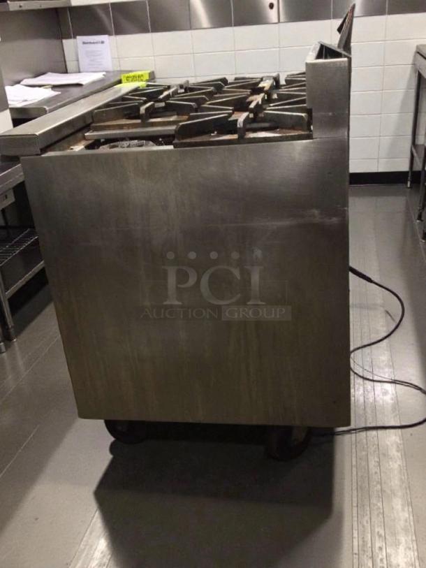 Jade JTRH-6-36C gas range with oven, 36", commercial-grade, top-tier condition, fully tested, stainless steel.