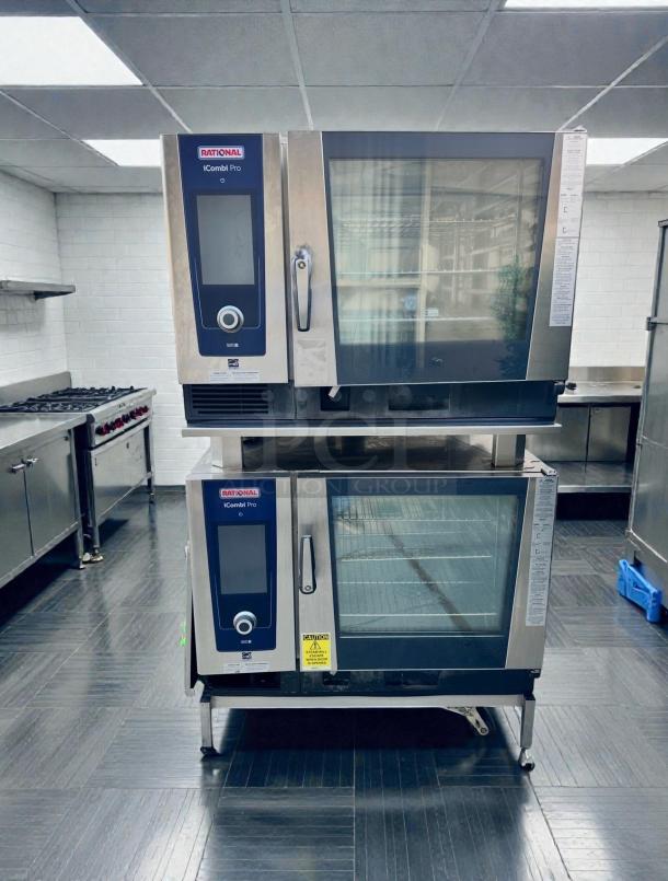 Rational iCombi Pro combi oven, excellent condition, stainless steel, electric, UL listed, fully tested, dual units stacked.