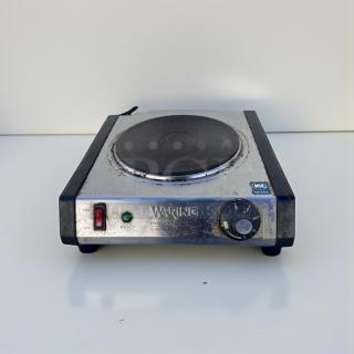 Waring WEB300 single burner hot plate in excellent condition, 120V, UL listed, fully tested, stainless steel with control knob.
