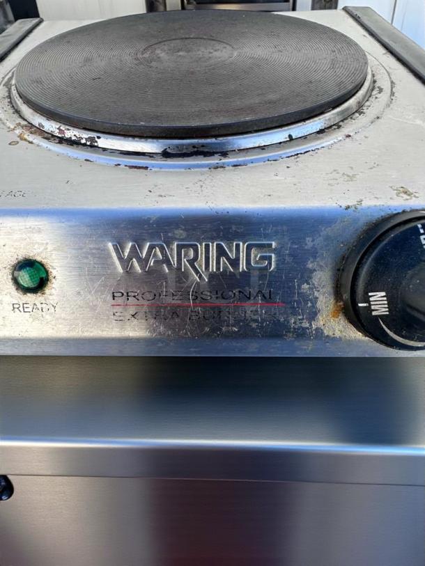 Waring WEB300 commercial single burner hot plate, stainless steel, UL listed, ready light, excellent condition, fully tested.