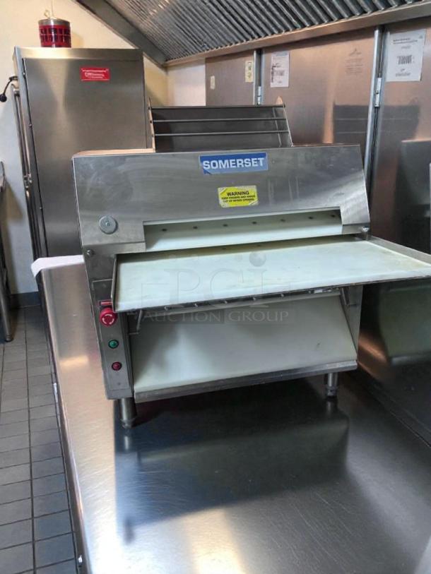 Somerset CDR-2000 commercial dough roller in outstanding condition, 115V, ETL & NSF listed, fully operational, labeled.