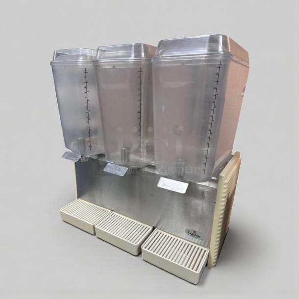 Crathco D35-4 Triple Bowl Beverage Dispenser, refrigerated, NSF & UL listed, 115V, exceptional condition, fully tested.