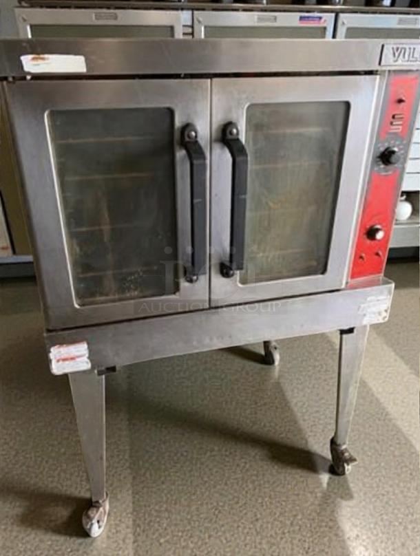 Vulcan VC4GD-2 commercial gas convection oven, excellent condition, solid state controls, 50,000 BTU, UL listed, on wheels.