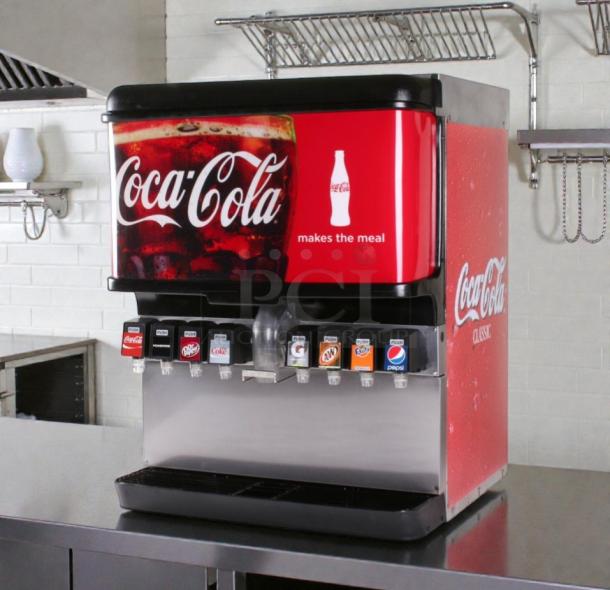 Coca-Cola soda fountain dispenser, model 41930R, stainless steel, multi-flavor, fully operational, high-grade condition.