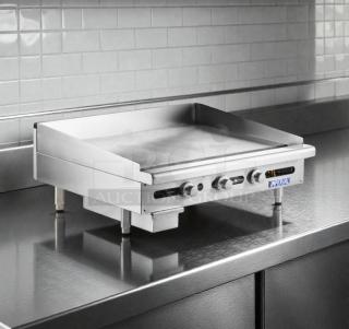 Imperial Range ITG-36NG gas griddle, 36-inch, 90,000 BTU, excellent condition, stainless steel, UL listed, model IMP-L-GRD-0477.