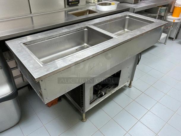 Delfield 8148-EFNP LiquiTec refrigerated drop-in cold well, stainless steel, two-pan, 115V, UL & NSF listed, premium condition.