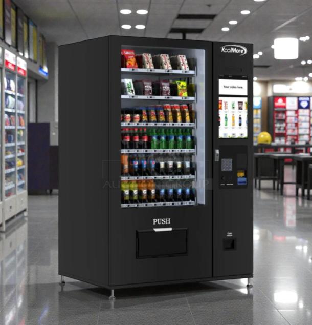 Brand new KoolMore KoolVend Refrigerated Vending Machine, model KM-VMRT-50-B, scratch and dent condition.