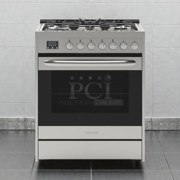 Brand new KoolMore KM-FR30G-SS 30" stainless steel gas range, freestanding, CSA certified, in original box.