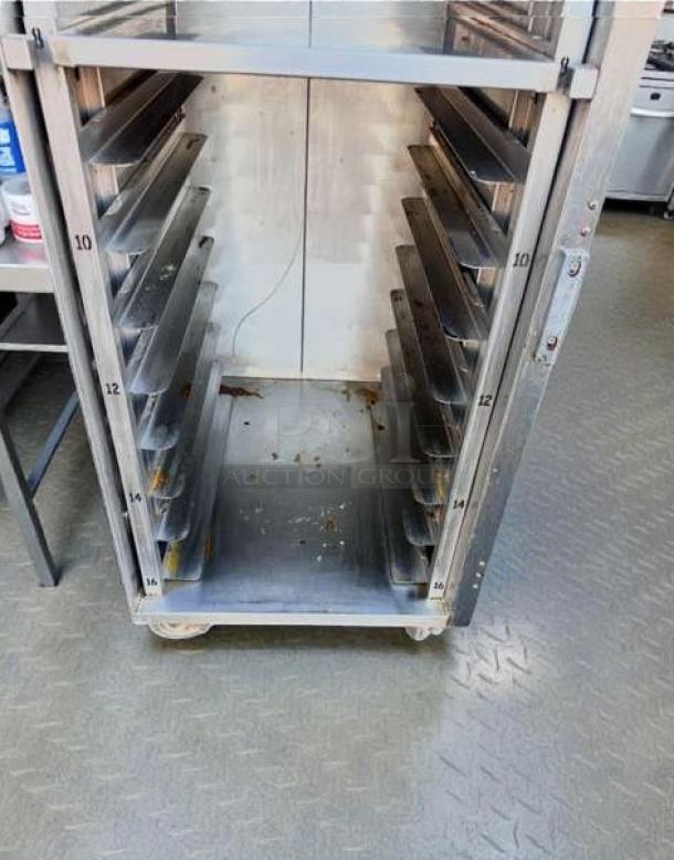 FWE TST-16-EPL full-height heated holding cabinet, outstanding condition, multiple shelves, tested and working.