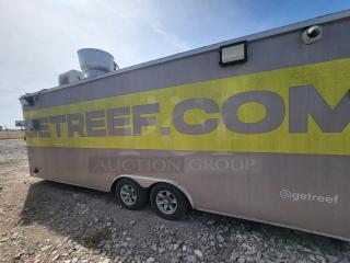2019 Diamond Cargo 24' food trailer with ventilation hood, stainless steel walls, 3-compartment sink. Needs cleaning.