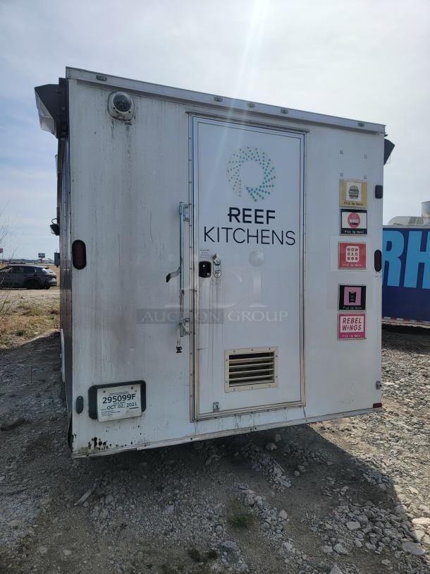 2019 Diamond Cargo 8.5x24 mobile kitchen, REEF Kitchens logo, exterior view, needs cleaning, visible vent and labels.