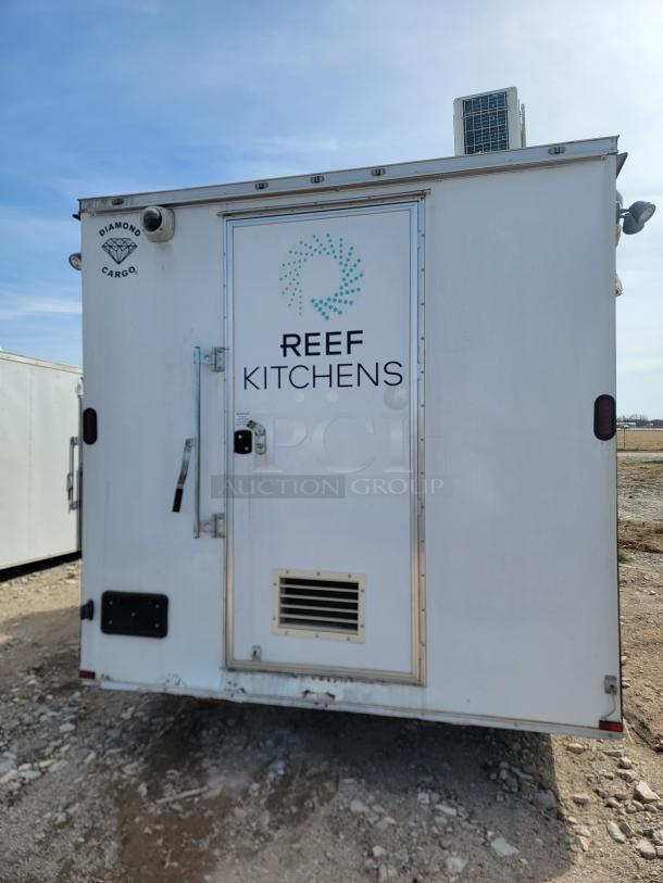 2019 Diamond Cargo 24' mobile kitchen trailer, featuring Arctic Air units and Vulcan equipment. Label: "REEF KITCHENS".