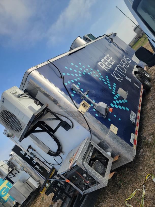 2019 Diamond Cargo 24' mobile kitchen trailer with Serv-Ware and Dukers equipment. Needs cleaning and minor exterior repair.