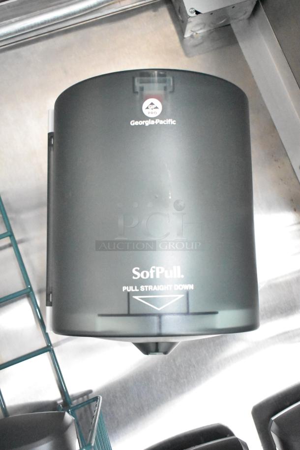 Georgia-Pacific SofPull paper towel dispenser in the Rock Solid Cargo 24' mobile kitchen trailer.