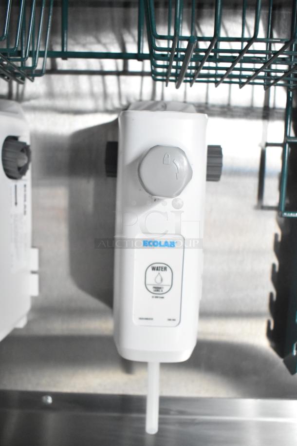 Ecolab water dispenser inside Rock Solid Cargo mobile kitchen trailer, brand new, commercial-grade equipment.