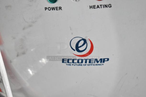 Eccotemp logo on the Rock Solid Cargo trailer, featuring power and heating indicators.