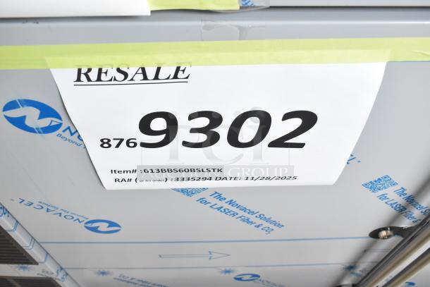Brand new Perlick BBS60-RF-Y-S-X-H1 60" black solid door back bar refrigerator. Scratch and dent model, resale tag visible.