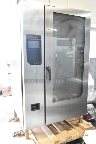 2023 Henny Penny FPGM22172007 commercial gas convection oven with roll-in rack, stainless steel, 200,000 BTU.