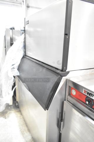 2017 Ice-O-Matic ICE1406HW6 commercial ice head on bin. Stainless steel, good condition, 208-230V, 1 phase.