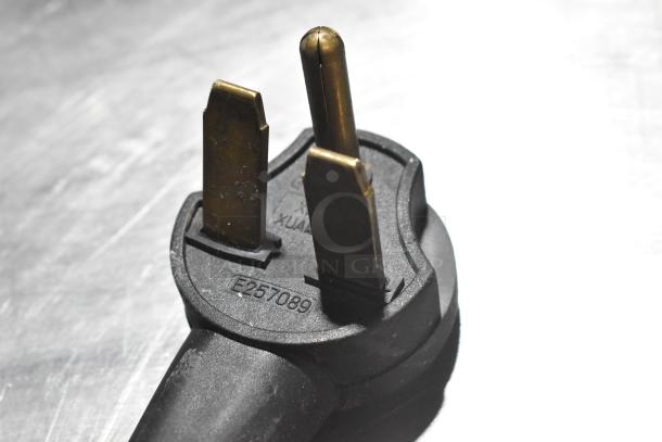 Wittco 1001 heated holding cabinet plug, shows 3-prong design for 208/240V, 1 phase connection. Suitable for commercial use.