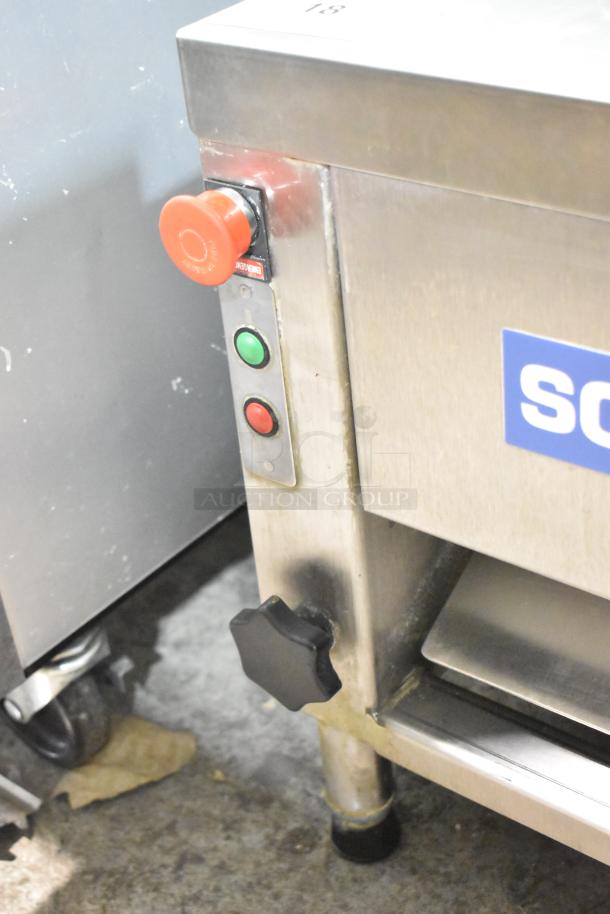 Somerset CDR-170 commercial countertop dough sheeter, stainless steel, with control buttons, used condition, 110V, 1 phase.