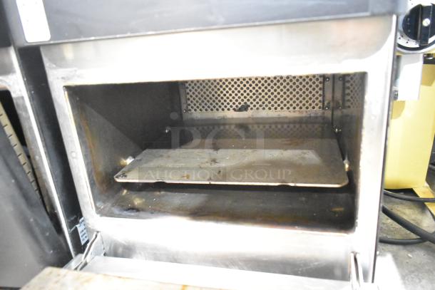 2022 Merrychef eikon e2s countertop oven interior, showing used condition. High-speed, 208/240V, 1-phase model.