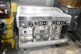 LavAzza Commercial 2 Group Espresso Machine with steam wand, stainless finish, 208/240V, 1 Phase, used condition.