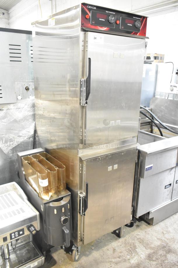 CresCor 1000HHSS2DX commercial heated holding proofing cabinet, stainless steel, dual compartments, commercial casters, 120V.