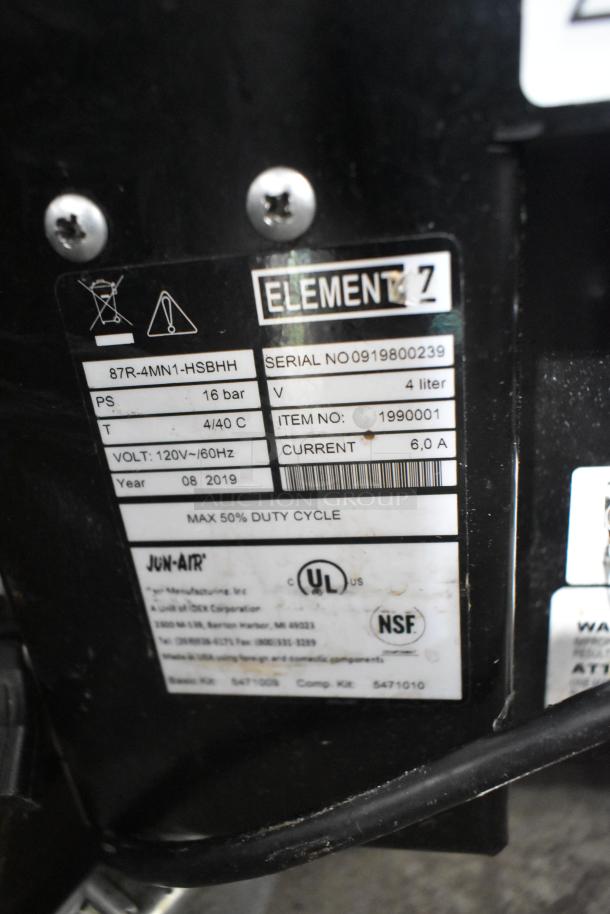 2019 Jun-Air 87R-4MN1-HSBHH Nitro Generator, stainless steel, 120V, 1 phase, commercial casters, labels visible.