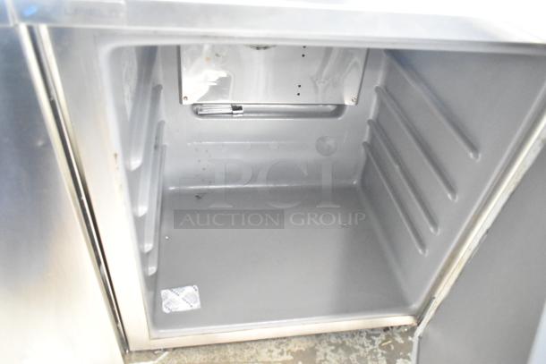 2019 Delfield 406P-STAR2 undercounter cooler, stainless steel, single door, 115 volts, 1 phase, interior view.