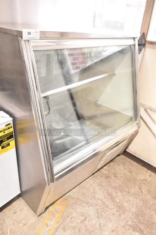 Leader Commercial Floor Style Deli Display Case Merchandiser, stainless steel, glass front, 115 volts, 1 phase, used condition.