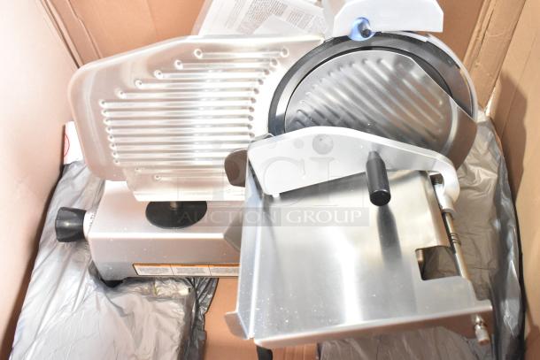 BRAND NEW 2025 Pro-cut KDS-10-DC 14" manual meat slicer in box. Features built-in blade sharpener. 115V, 1 Phase.