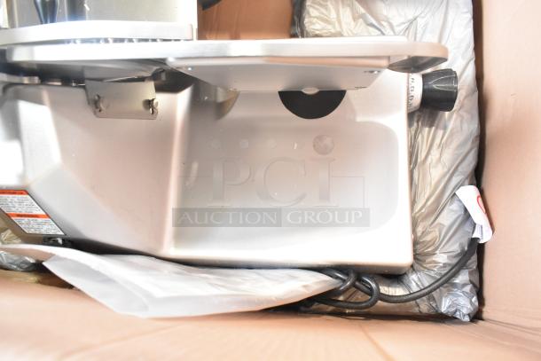 Brand new 2025 Pro-cut KDS-10-DC meat slicer in box. Features 14" blade, manual operation, blade sharpener. 115V, 1 phase.