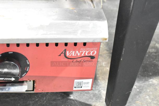 2025 Avantco 177CAG36TG griddle, commercial countertop, natural gas, flat top, Chef Series. Visible wear on surface.