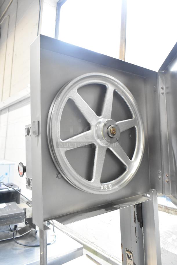 Hobart 6801 commercial floor meat saw, 200-230 volts, 3 phase, showing interior part.